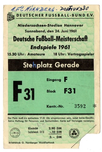 Ticket endspiel 1961 - ticket,