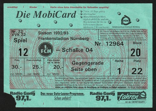 Ticket 1992 1 fc - 1992/93, 1.fc